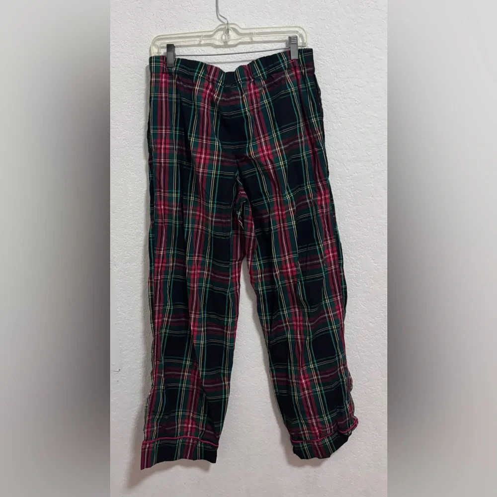 J. Crew Long-sleeve cotton poplin pajama set in black Stewart tartan